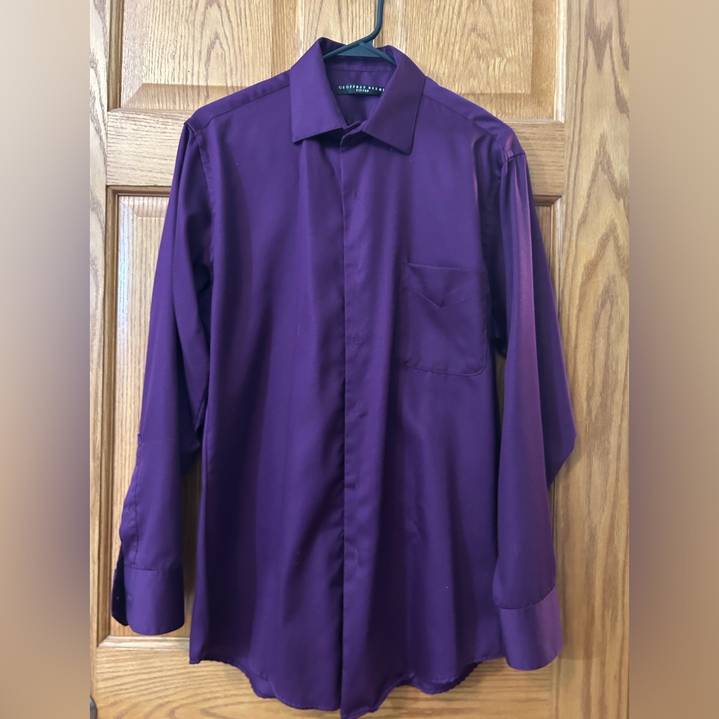 Mens Purple Dress Shirt Size 15 3233 Geoffrey Beene Brand